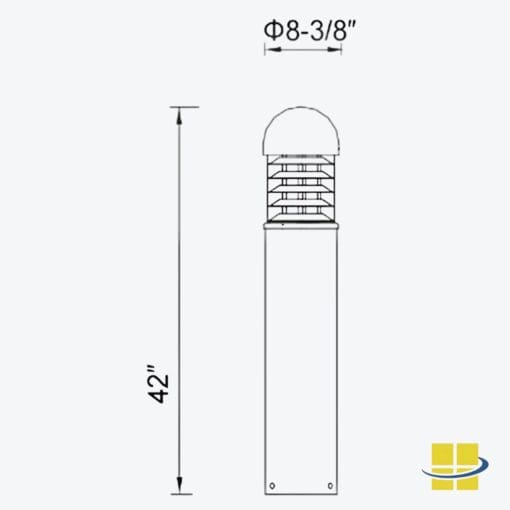 VAND 25w LED Louvered Round Dome Top Bollard Light - Image 2