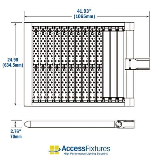 APTI 750 LED Sport Light 347-480v - 200,000-Hr. Life, Slip Fitter - dimensions