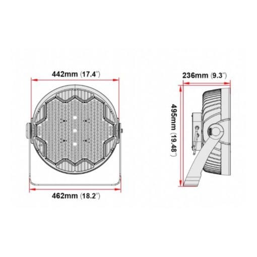 STAJ LED sports light dimensions