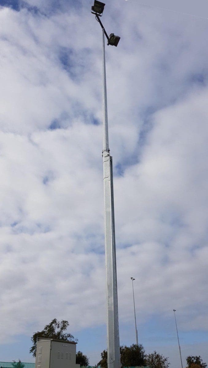 Mid Hinged Light Pole with 2 Area Lights