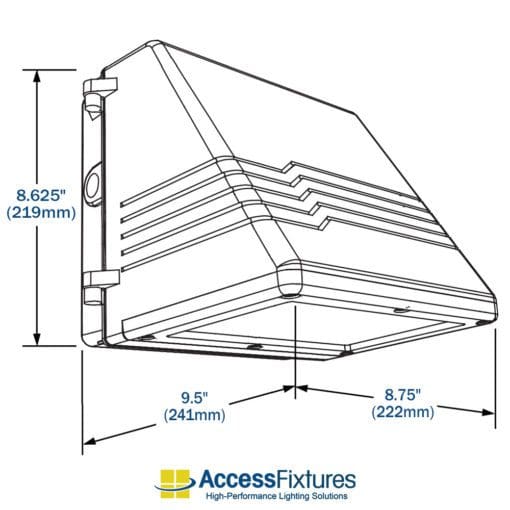 HEZE 25w Turtle & Wildlife Friendly Wall Pack 120-277v EXTREME LIFE dimensions