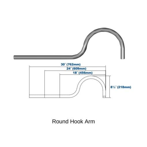 round hook arm dimensions