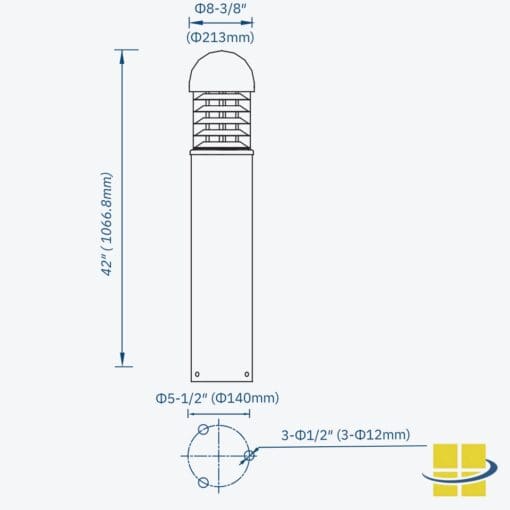 25w Round Dome TOp Bollard light