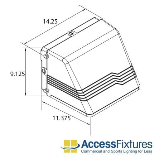 HEZE 43w Full Cutoff Wall Pack Dimensions