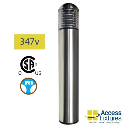 17w Turtle & Wildlife Friendly Round Dome Top Bollard, Louvers 347v CSA IP65