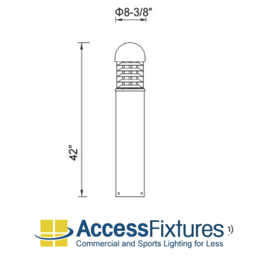 VENU 35w LED Round Dome Top Bollards Dimensions