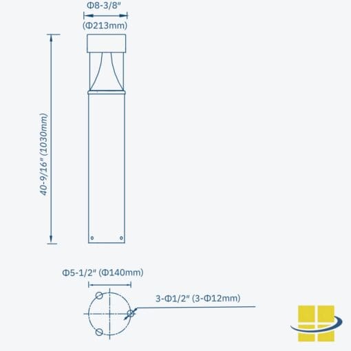 VENU 35w LED Cone Reflector Round Flat Top Bollard Light - Image 3