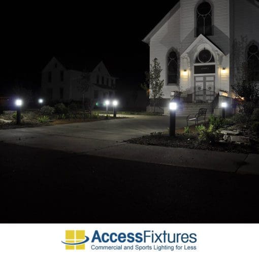 Bronze Round Flat Top Commercial Bollard Light with Type 5 Glass