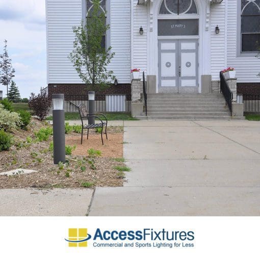 Bronze Round Flat Top Commercial Bollard Light with Type 5 Glass