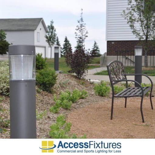 Bronze Round Flat Top Commercial Bollard Light with Type 5 Glass