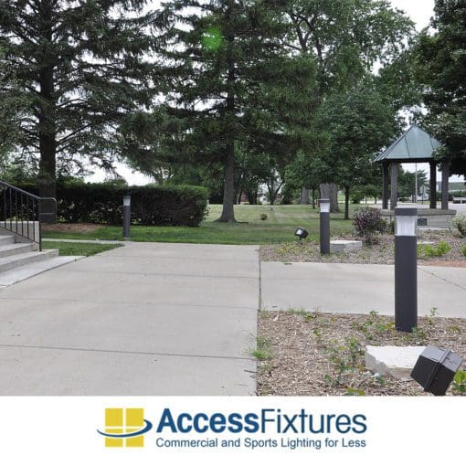 Bronze Round Flat Top Commercial Bollard Light with Type 5 Glass