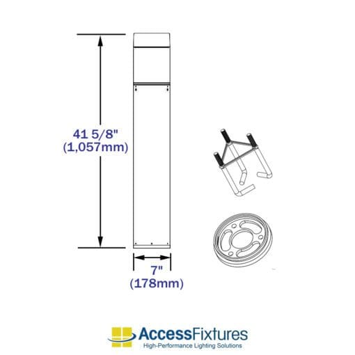 17w Turtle & Wildlife Friendly Round Flat Top Bollard, Louvers dimensions