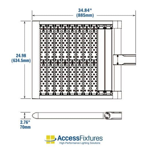 614-Watt LED Sport Light Fixtures Dimensions