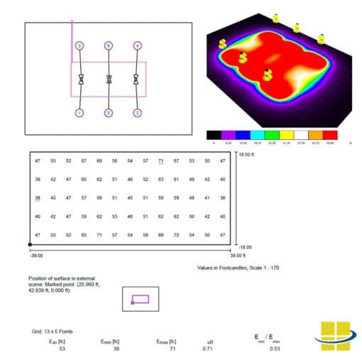 Club-Level LED Tennis Package: 6 Poles, 6 Fixtures, 53 AVG FC, 1.87 MAX/MIN - Image 9