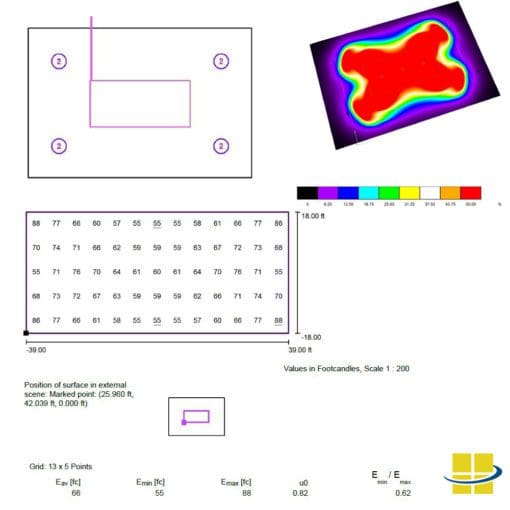 Competition-Level LED Tennis Package: 4 Poles, 8 Fixtures, 66 AVG FC, 2.09 MAX/MIN - Image 10