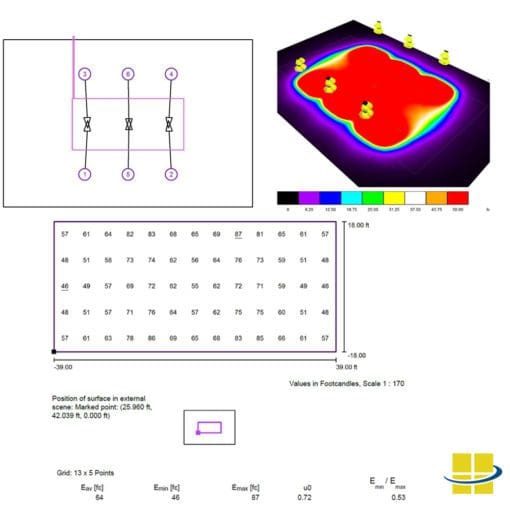 Competition-Level LED Tennis Package: 6 Poles, 6 Fixtures, 64 AVG FC, 1.89 MAX/MIN - Image 9