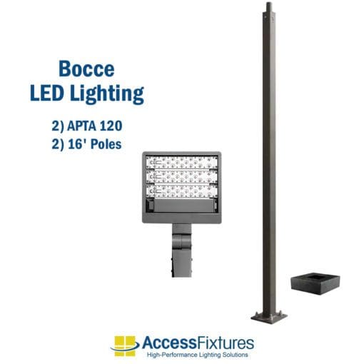 Bocce LED Lighting with 2 Poles 12' x 70' Court - 12 fc 2.67 max/min - Image 2
