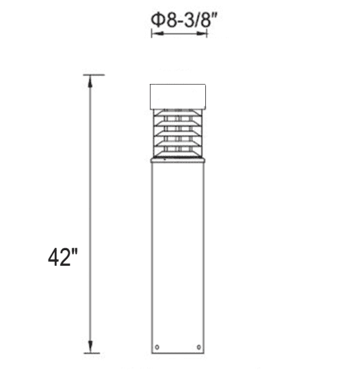 42 inch flat top bollard light fixture