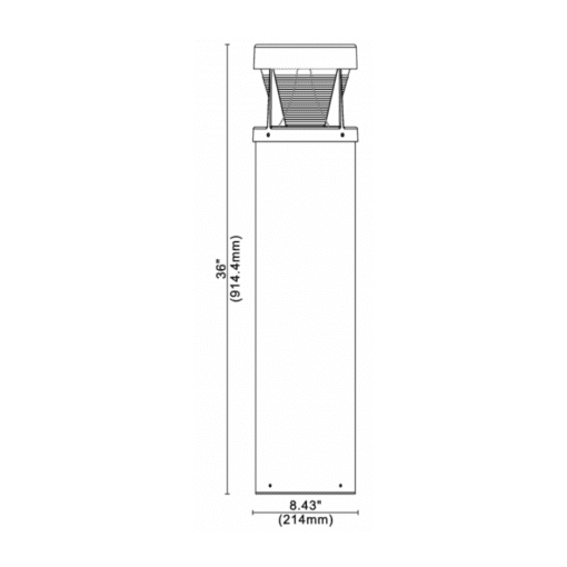 RUGO prismatic glass lens heavy duty bollard light dimensions