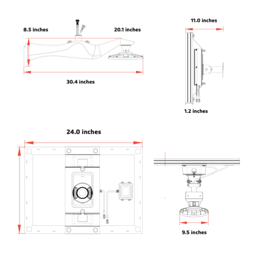 20w LED solar area light dimensions