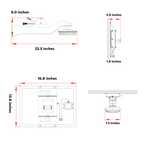 8w LED solar light dimensions