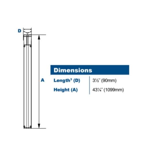 TRIA 12 bollard dimensions