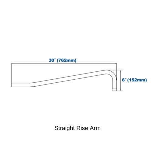 straight rise arm dimensions