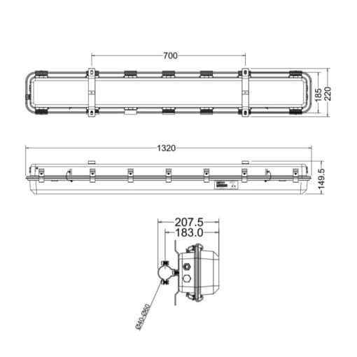 RAHL 50 Explosion proof light dimensions