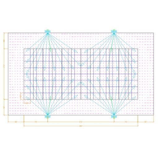 Football Field Lighting, 360' x 160', 4 70' Poles, 51fc, 1.74 max/min