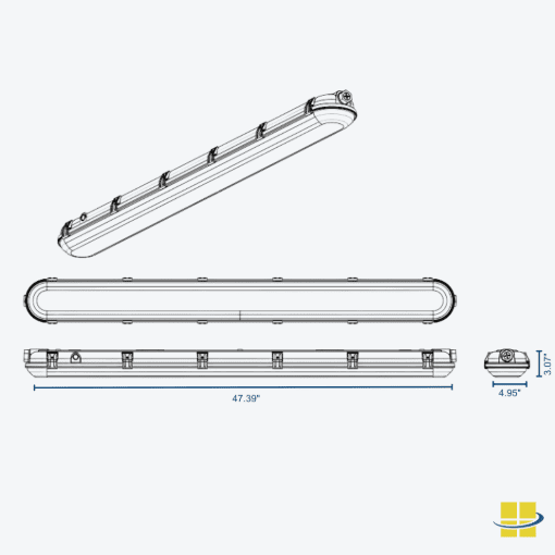 VAEL 17/26/35w LED Vapor Proof Linear Fixture, Selectable Kelvin - Image 2