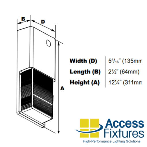 SHOO 10w LED Forward Throw Wall Pack with Photocell, 120-277v dimensions